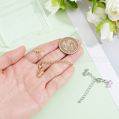 4Pcs 2 Colors Brass Micro Pave Clear Cubic Zirconia Ends with Chains&nbsp;FIND-BBC0005-22B