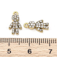 304ステンレススチールチャーム  クリスタルラインストーン付き  ゴールドカラー  人間  12.5x7x3mm  穴：1.2mm&nbsp;STAS-V003-05G-12