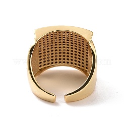 Cubic Zirconia Rectangle Open Cuff Ring&nbsp;RJEW-P035-05G-02