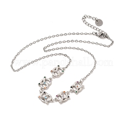 Brass Micro Pave Cubic Zirconia Knot Pendant Necklaces&nbsp;NJEW-B157-08P-02