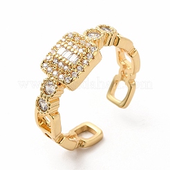 Cubic Zirconia Rectangle Open Cuff Ring&nbsp;KK-A180-31G