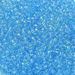 透明な色のガラスの丸いシードビーズ  ドジャーブルー  2~2.5x1.5mm  穴：1mm  約28125個/ポンド&nbsp;SEED-B001-06A-02