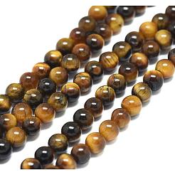 天然石タイガーアイビーズ連売り  ラウンド  4mm  穴：1mm  約85~90個/連  15インチ&nbsp;X-G-S259-21-4mm