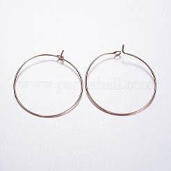真鍮製ワイングラスチャームリングフープピアス  ローズゴールド  20ゲージ  35x0.8mm&nbsp;X-EC067-4RG