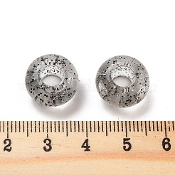 クリアアクリルヨーロピアンビーズ  大穴ビーズ  光り輝く粉  ロンデル  銀  14x8.5mm  穴：5.5mm  約537個/500g&nbsp;TACR-P009-A01-08