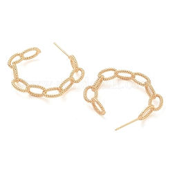 ラックメッキテクスチャアズキチェーン真鍮スタッドピアス  長持ちメッキ  シャンパンゴールド  29x5.5mm&nbsp;EJEW-M090-06G