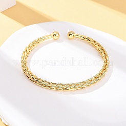Braided Brass Cuff Bangles&nbsp;BJEW-C140-31G