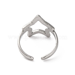 304 Stainless Steel Hollow Star Open Cuff Rings for Women&nbsp;RJEW-K258-07P