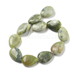 天然中国南部翡翠ビーズ連売り  フラットティアドロップ  18x13x6mm  穴：0.8mm  約11個/連  7.48''~7.68''（19~19.5センチメートル）&nbsp;G-P528-L26-01
