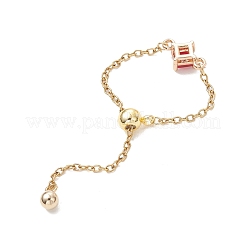 3Pcs Adjustable Brass Pave Glass Rhombus Links & 304 Stainless Steel Cable Chains Silder Finger Rings&nbsp;RJEW-JR00975