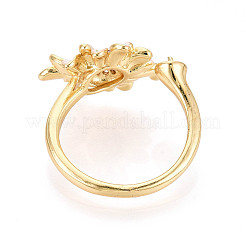 Flower Brass Micro Pave Clear Cubic Zirconia & Enamel Cuff Rings Setting&nbsp;LS-KK-T079-47G
