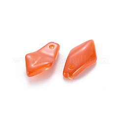 透明スプレー塗装ガラスチャーム  花弁  ダークオレンジ  14.5x7.5x4mm  穴：1.2mm&nbsp;GLAA-S190-019F-03