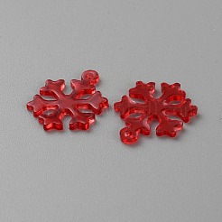 透明樹脂ペンダント  クリスマススノーフレークチャーム  レッド  19.5x14.5x1.5mm  穴：1mm&nbsp;FIND-WH20018-03B