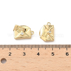 真鍮製マイクロパヴェキュービックジルコニアペンダント  ラブレターチャーム  18KGP本金メッキ  15x11x4mm  穴：1.2mm&nbsp;KK-L260-23G