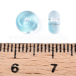 電気メッキ透明色レインボーガラスシードビーズ  ドーナツ  ディープスカイブルー  6~6.5x3~3.5mm  穴：1.2mm  約2500個/ポンド&nbsp;SEED-T007-03B