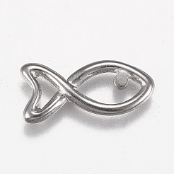 変色しにくい304ステンレススチール製リンクリング  魚  ステンレス鋼色  21x10x2mm&nbsp;STAS-Z012-11P