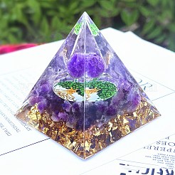 オルゴナイトピラミッド樹脂エネルギー発生器  レイキの天然アメジストチップが入っており、ホームオフィスのデスクの装飾に最適です。  60mm&nbsp;PW-WG84C79-01