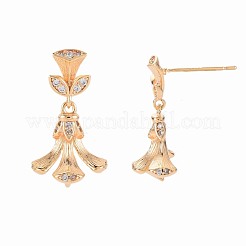 Brass Micro Pave Clear Cubic Zirconia Stud Earring Findings&nbsp;KK-S364-140