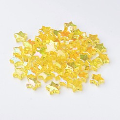 環境に優しい透明アクリルビーズ  スター  きいろ  ABカラー  直径約10mm  厚さ4mm  穴：1.5mm&nbsp;X-PL556-2