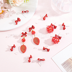 32Pcs 2 Styles Spray Paint Alloy Stud Earring Findings&nbsp;FIND-BBC0005-27