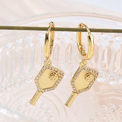 Brass Micro Pave Cubic Zirconia Dangle Hoop Earrings for Women&nbsp;EJEW-A168-04G