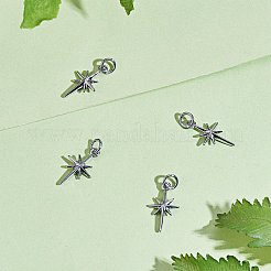 ラックメッキ真鍮ペンダント10個。  丸カン付き  北極星  プラチナ  17x9.7x2.5mm  穴：3.4mm  10pc&nbsp;KK-SZ0002-35