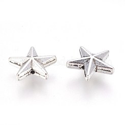 チベット風合金ビーズ  スター  鉛フリー＆ニッケルフリー＆カドミウムフリー  アンティークシルバー  12x12x4mm  穴：1mm.&nbsp;X-LF9324Y-NF