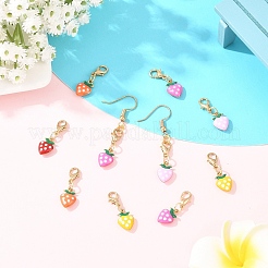 10Pcs Strawberry 304 Stainless Steel Enamel Pendant Decorations&nbsp;HJEW-YW00295