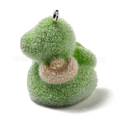 フロッキー樹脂ペンダント  プラチナ鉄ループ付き  ヘビ  27x22x21mm  穴：1.8mm&nbsp;RESI-E059-04E