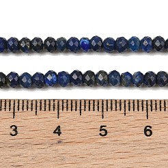 天然石ラピスラズリビーズ連売り  多面カット  ロンデル  3.5~4x2.5~3mm  穴：0.7mm  約128個/連  15.16~15.35インチ（38.5~39cm）&nbsp;G-L587-B03-02