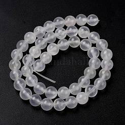 天然石グリーンジェイドビーズ連売り  染め  ラウンド  ホワイトスモーク  8mm  穴：1.2mm  約48個/連  15.75''（40センチメートル）&nbsp;G-Q162-A01-B01-05