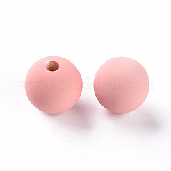 アクリルビーズ  ラバー加工スタイル  片穴  ラウンド  ライトコーラル  16mm  穴：3.5mm&nbsp;OACR-S039-05-52