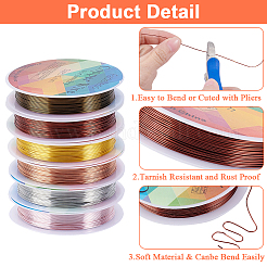 6 Rolls 6 Colors Round Copper Jewelry Wire&nbsp;CWIR-BBC0001-14