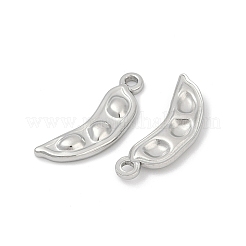 304ステンレスペンダント  変色防止  エンドウ豆の魅力  ステンレス鋼色  19x7.5x2.5mm  穴：1.6mm&nbsp;STAS-Q350-10P