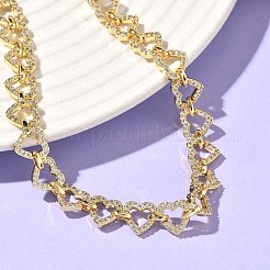 Clear Cubic Zirconia Heart Link Chains Bracelet&nbsp;BJEW-G773-02G