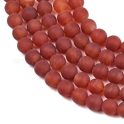 Frosted Natural Red Agate Beads Strands&nbsp;LS-G-F372-8mm-01