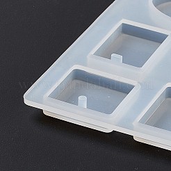 幾何学的な形とパズルのピースのペンダント シリコン型  レジン型  UVレジンDIY用  エポキシ樹脂イヤリングジュエリー作り  ホワイト  114x153x7mm  穴：2mm  2mm  3x2mm  内径：4x2mm&nbsp;X-DIY-D076-03