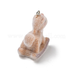 不透明樹脂のペンダント  馬のチャームをロッキング  プラチナアイアイピン  キャメル  29.5x28x15.5mm  穴：2mm&nbsp;RE-CBAFA24-08