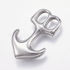 変色しない304ステンレススチールのレザーコード留め具  アンカー  ステンレス鋼色  32.5x21x6mm  穴：5x7mm&nbsp;STAS-P124-09P