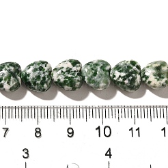 天然グリーンスポットジャスパービーズ連売り  ハート  10.5x10.5~11.5x4.5~5mm  穴：0.7~1mm  約38~40個/連  36.8~42.6cm&nbsp;X-G-R190-10mm-68