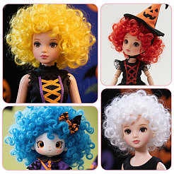 5Pcs 5 Colors Synthetic Neon Afro Wig Cap for Halloween&nbsp;AJEW-CA0005-15