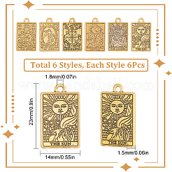 36スタイルラックメッキ合金ペンダント6個。  カドミウムフリー＆ニッケルフリー＆鉛フリー  タロットチャーム  混成  23x14x1.5mm  穴：1.8mm  6個/スタイル&nbsp;FIND-SC0005-74