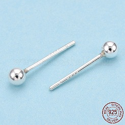 スターリングシルバー ラウンド ボール スタッド イヤリング 925 個  銀  3mm  ピン：0.8mm&nbsp;STER-T005-01C