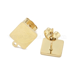 スクエアイオンプレーティング（IP）304ステンレススチールスタッドピアス金具  カン付き  ゴールドカラー  11.5x8.5mm  穴：1.2mm  ピン：0.8x11mm&nbsp;STAS-I206-96G
