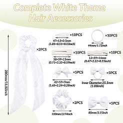 女の子のヘアアクセサリー  ヘアタイとヘアクリップ付き  ホワイト  44mm&nbsp;OHAR-TA0001-19