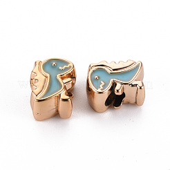 UVメッキアクリルヨーロッパのビーズ  エナメル  大穴ビーズ  ミックスカラー  恐竜  ライトゴールド  13x10x7mm  穴：4mm&nbsp;OACR-R253-06LG