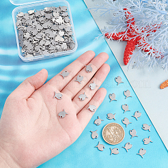 201ステンレススチールチャーム200個  魚  ステンレス鋼色  10x9x1mm  穴：1.4mm&nbsp;STAS-UN0041-07