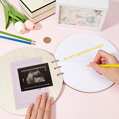 男の子または女の子向けの、Hey Baby の文字が書かれた丸い木製ベビーシャワー ゲストブックの代替品  ココナッツブラウン  22x21.8x1.05cm&nbsp;DIY-WH20002-58B