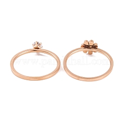Flower 304 Stainless Steel Finger Ring Set for Women&nbsp;RJEW-C086-28-RG