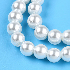 環境に優しいガラスパールラウンドビーズ  乳白色  8.5x7.5mm  穴：1.2mm  約1600個/1000g&nbsp;HY-A002-8mm-RB001-A